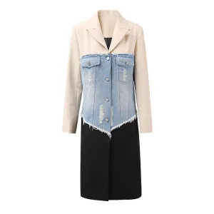 Pre Order:  Denim Patchwork Long Coat