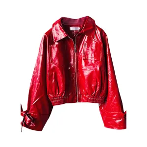 Pre Order:  Glossy PU Short Motorcycle Jacket