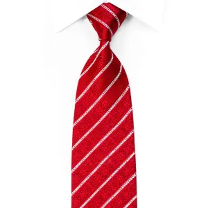 Premierlux Rhinestone Necktie Silver Striped On Red Silk