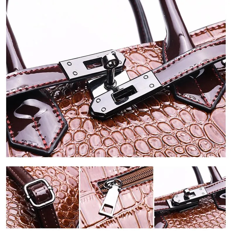 PU Leather Alligator Pattern Crossbody Shoulder Bag