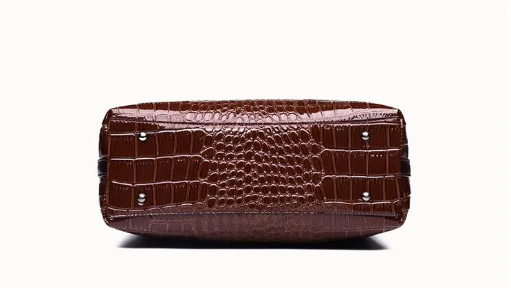 PU Leather Alligator Pattern Crossbody Shoulder Bag