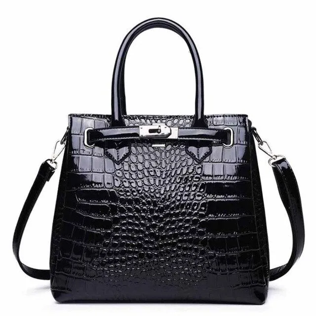 PU Leather Alligator Pattern Crossbody Shoulder Bag