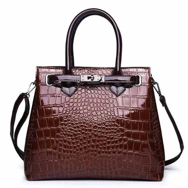 PU Leather Alligator Pattern Crossbody Shoulder Bag