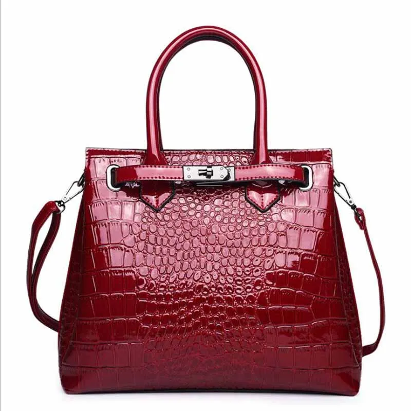 PU Leather Alligator Pattern Crossbody Shoulder Bag