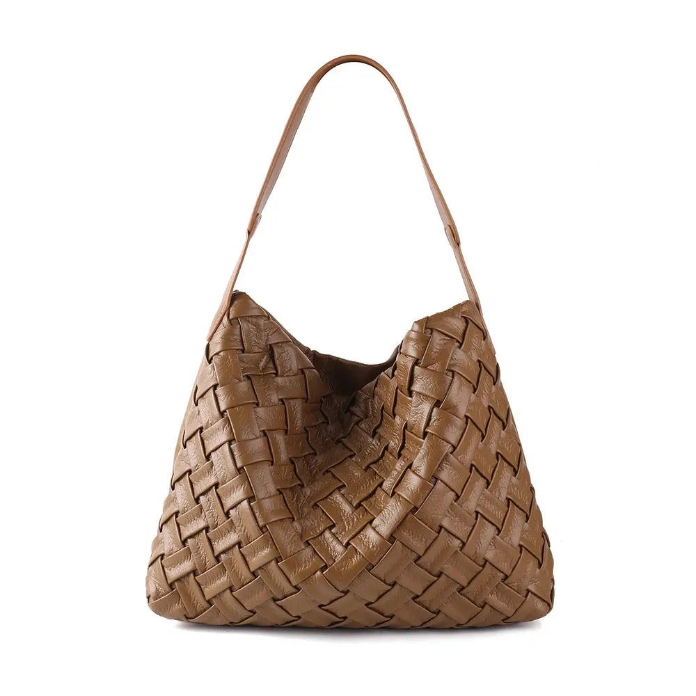 PU Leather Woven Square Shoulder Bag