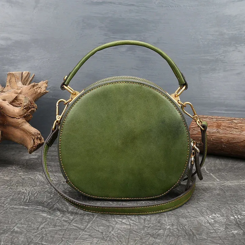 Retro Floral Embossed Circular Bag