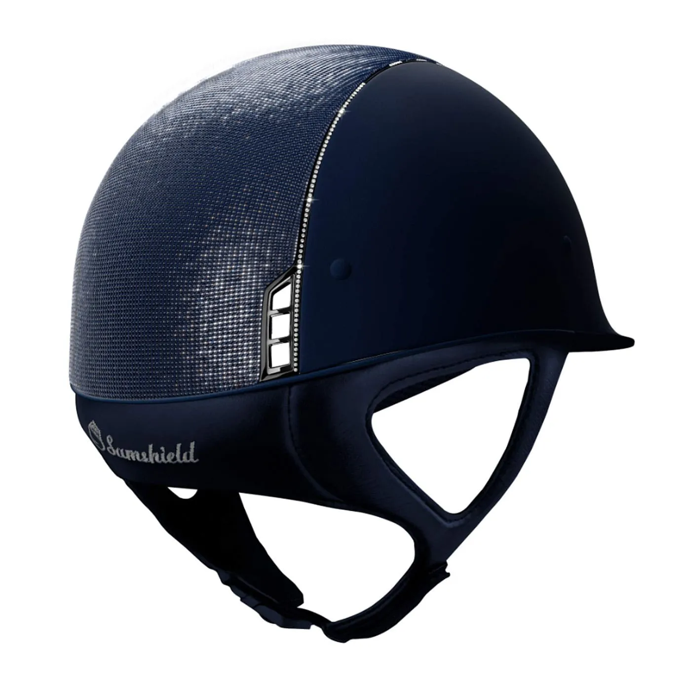 Samshield V1 Navy Shadowmatt Shimmer Riding Hat with 255 Crystals