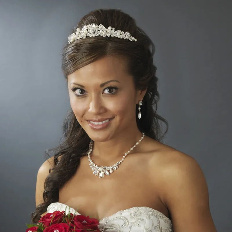 Super Beautiful Gold Crystal & Freshwater Pearl Bridal Tiara