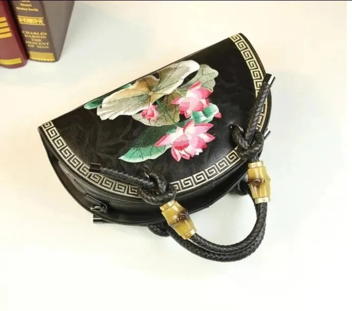 Vintage Flower Embroidery Shoulder Handbag