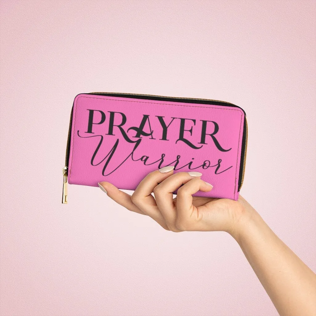 Wristlet Phone Wallet, Pink and Black Prayer Warrior Graphic Purse