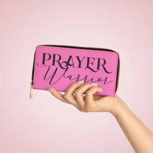 Wristlet Phone Wallet, Pink and Black Prayer Warrior Graphic Purse