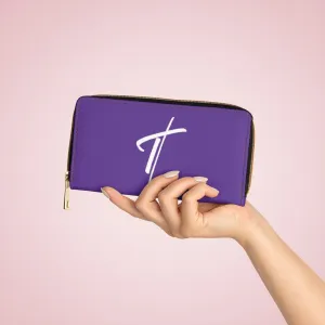 Wristlet Phone Wallet, Purple and White Cross Graphic Purse