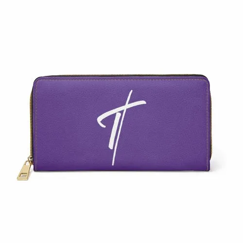 Wristlet Phone Wallet, Purple and White Cross Graphic Purse