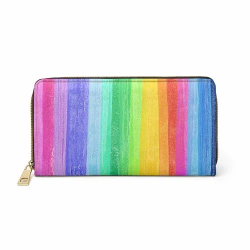 Wristlet Phone Wallet, Rainbow Stripe Pastel Style Purse