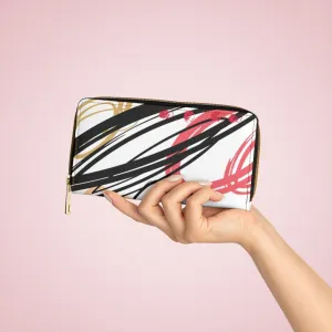 Wristlet Phone Wallet, White Multicolor Abstract Circular Style Purse